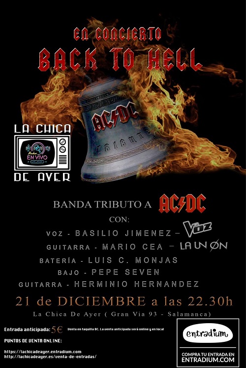 BACK TO HELL, EN CONCIERTO, TRIBUTO A AC/DC