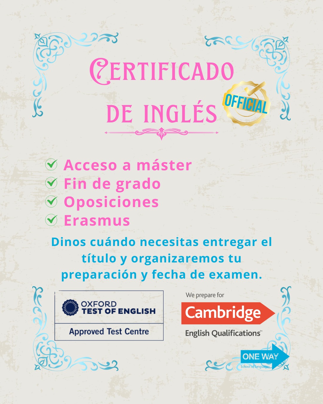 Certificaciones Inglés en One Way Idiomas Salamanca - Oxford & Cambridge