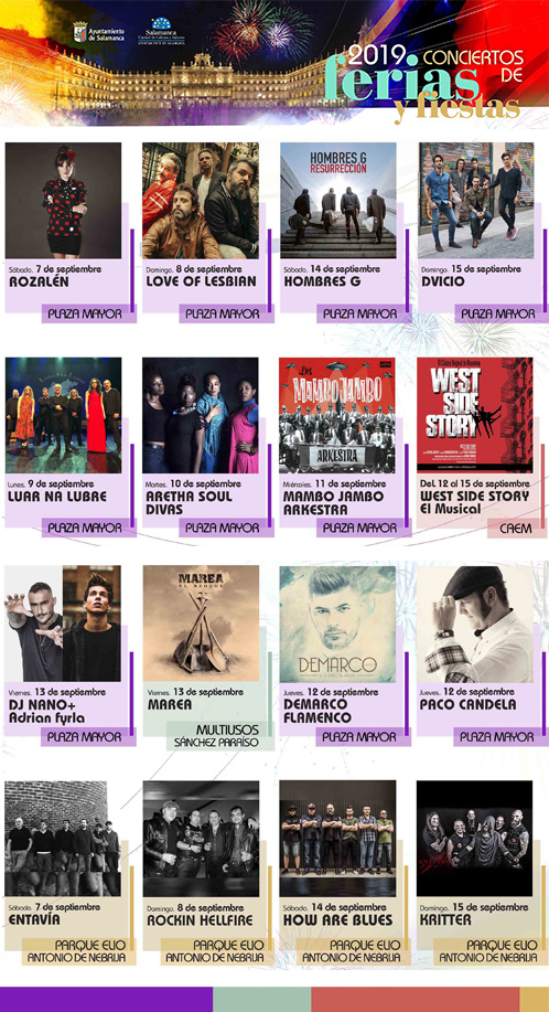 CONCIERTOS FERIAS Y FIESTAS SALAMANCA 2019