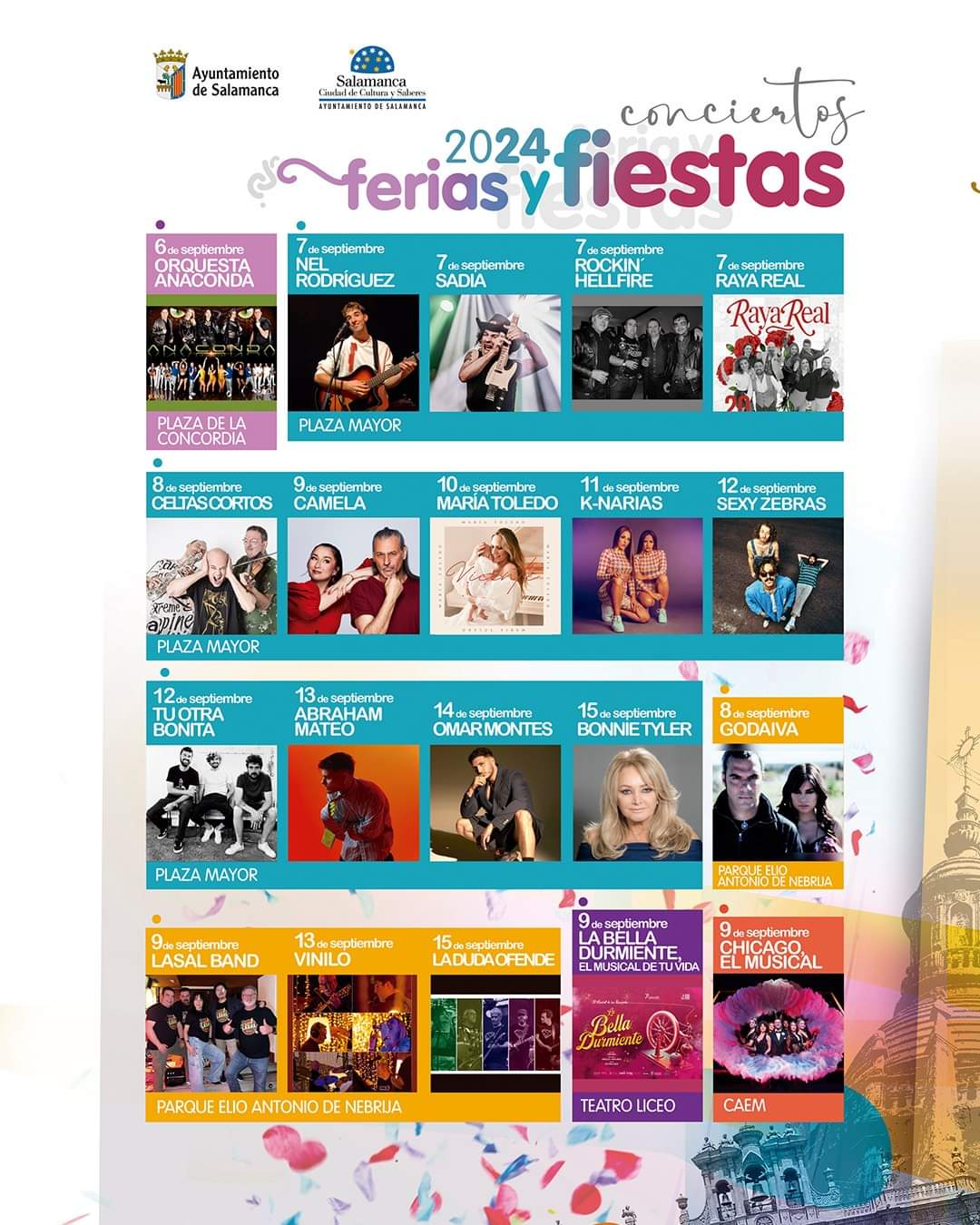 CONCIERTOS FERIAS Y FIESTAS DE SALAMANCA 2024