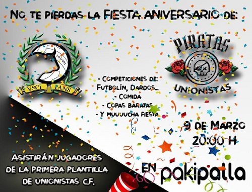 FIESTA ANIVERSARIO DE PIRATAS UNIONISTAS