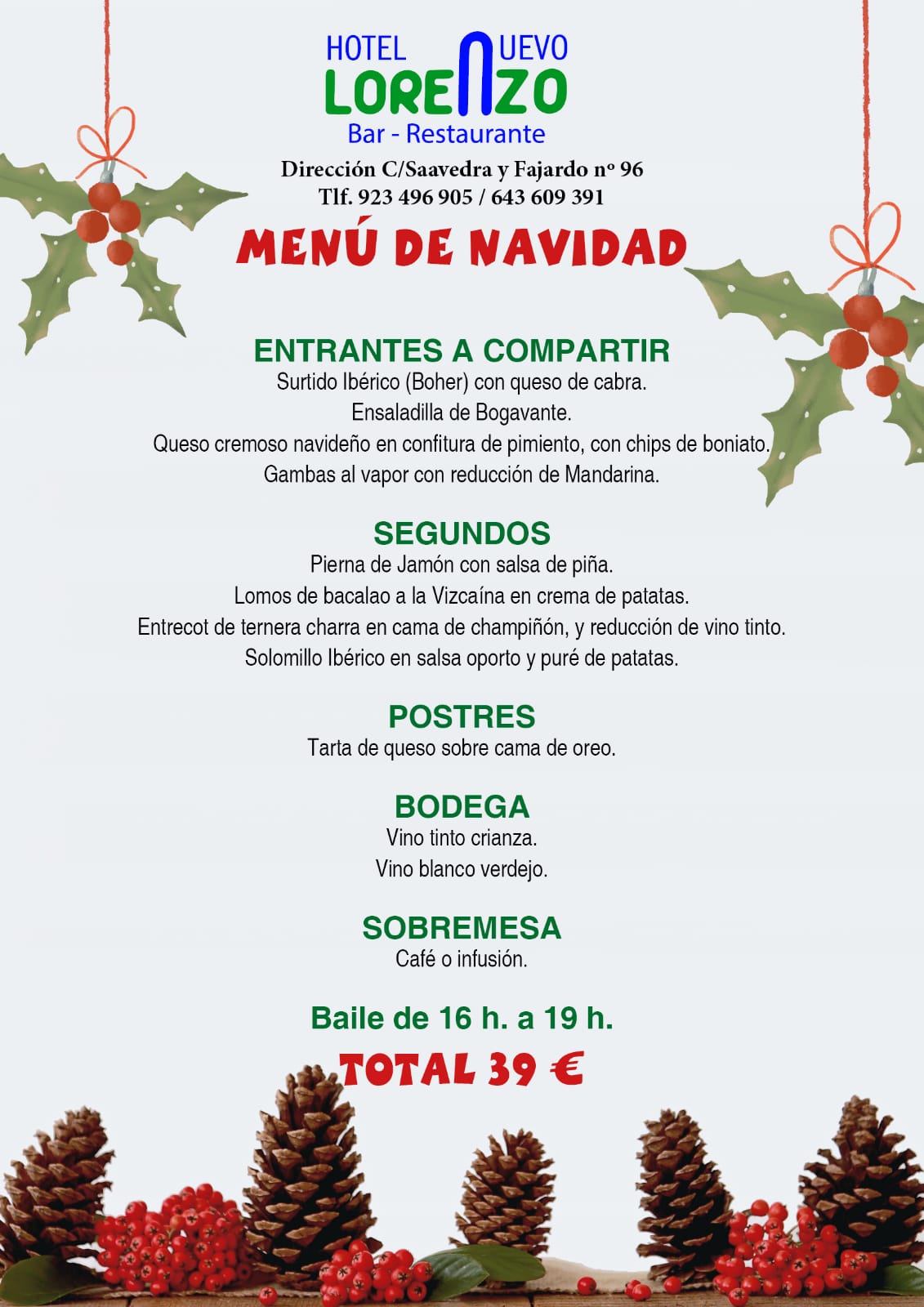 MENÚ & BAILE NAVIDAD
