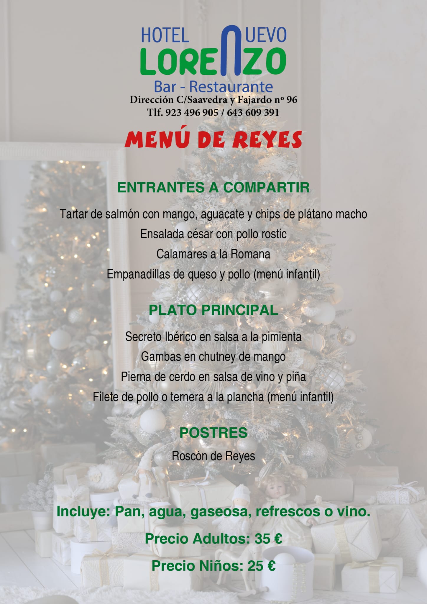 MENÚ ESPECIAL DE REYES & BAILE